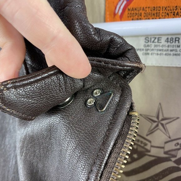 Cooper Type A-2 Brown Goat Skin Leather Flight USA Made Bomber Jacket Men’s SOLD - Picture 11 of 13